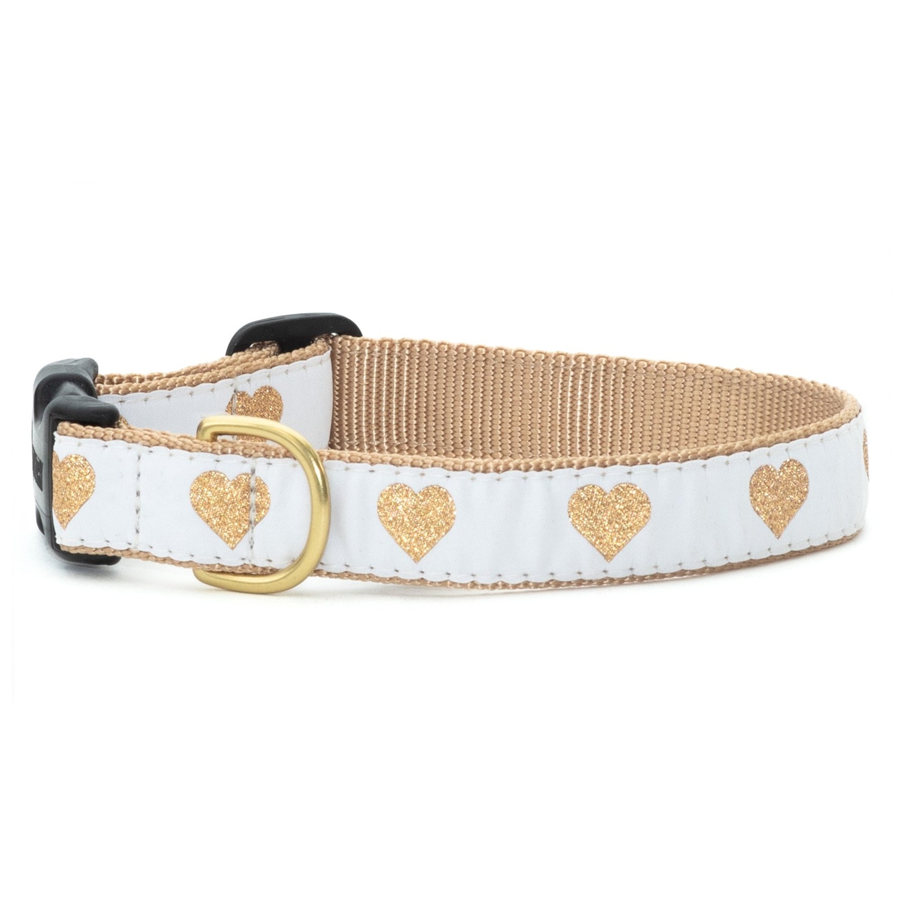 Up Country Heart of Gold Dog Collar, White, Small: 9 to 15-in neck, 5/8-in wide