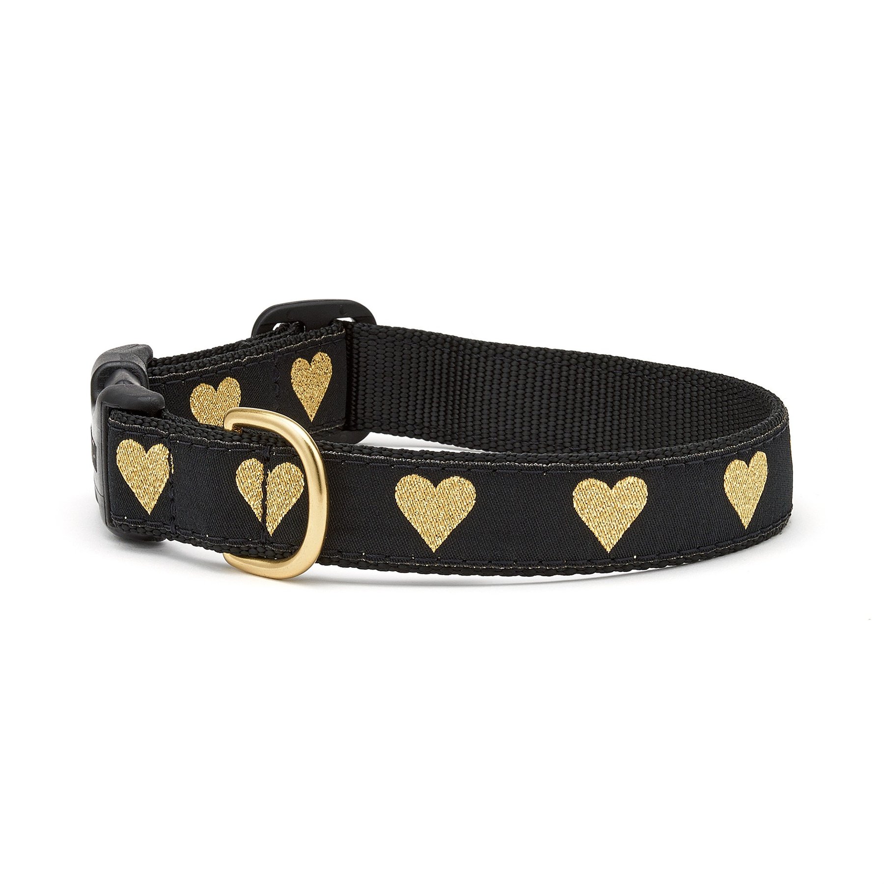 Up Country Heart of Gold Dog Collar, Black, Large: 15 to 21-in neck, 1-in wide
