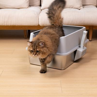 Show full view: FUTAM High Sided Stainless Steel & Metal Cat Litter Box with Lid, X-Large, 2 count slide 6 of 8