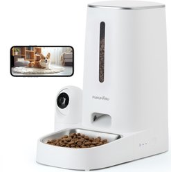 FUKUMARU Automatic Stainless Steel Cat Feeder with Rotating Camera & 5G WiFi APP Control, 4-L / 17-cup
