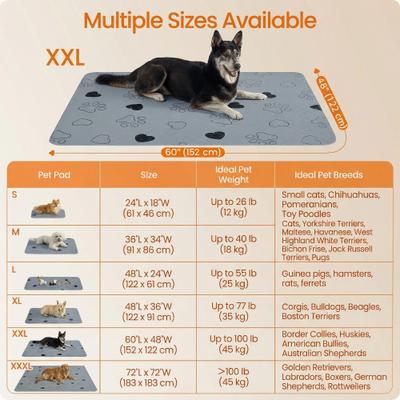 Show full view: FEANDREA Reusable Washable Dog Pee Pads with Super Absorbent, Non-Slip Design & Waterproof, 2 count, Gray, XX-Large: 60 x 48-in slide 5 of 8