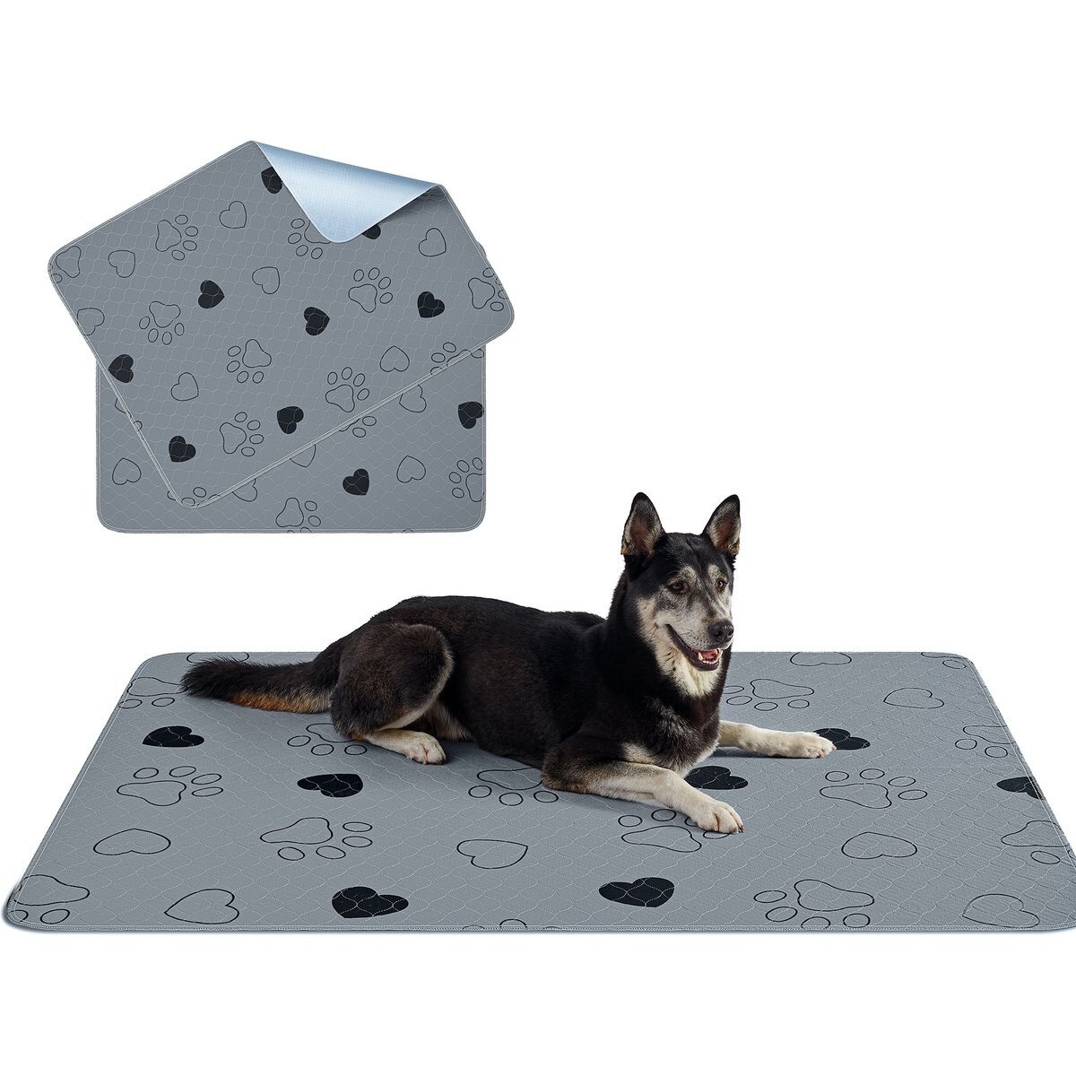 FEANDREA Reusable Washable Dog Pee Pads, Gray, 2 count, XX-Large: 60 x 48-in