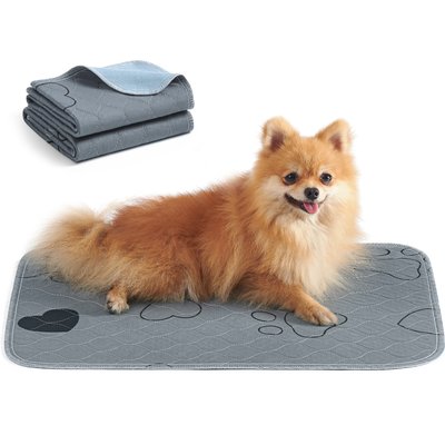 FEANDREA FEANDREA Reusable Washable Dog Pee Pads, Gray, 2 count, Small: 24 x 18-in