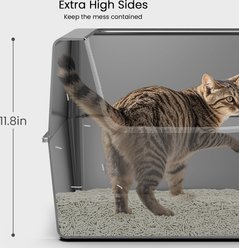 Ptlom Stainless Steel High Sides Cat Litter Box with Lid, Medium: 11.8-in slide 2 of 6