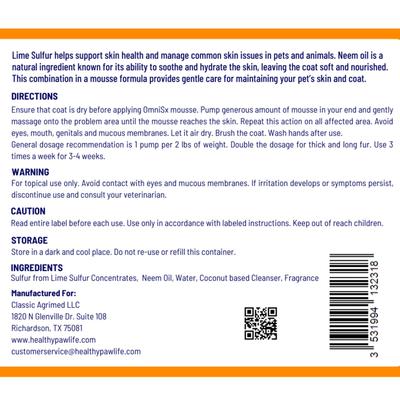 Show full view: Healthy Paw Life OMNISx Leave-On Mousse Sulfur based Veterinary-Strength Liquid Formula for Dogs & Cats, 100-mL bottle slide 7 of 7