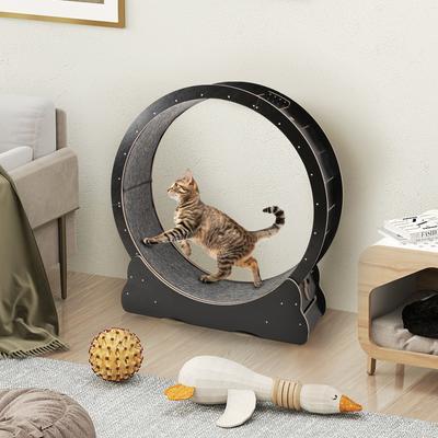 Show full view: YODOLLA 46-in Indoor Cat Exercise Wheel with Detachable Carpeted Runway & Lock, X-Large, Black slide 5 of 8