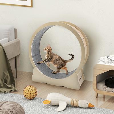 Show full view: YODOLLA 46-in Indoor Cat Exercise Wheel with Detachable Carpeted Runway & Lock, X-Large, Natural slide 5 of 8