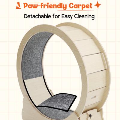 Show full view: YODOLLA 46-in Indoor Cat Exercise Wheel with Detachable Carpeted Runway & Lock, X-Large, Natural slide 6 of 8