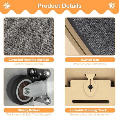 Show full view: YODOLLA 41.3-in Indoor Cat Wheel with Detachable Carpeted Runway, Large, Natural slide 2 of 7