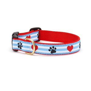 Up Country Pawprint Stripe Dog Collar, X-Small: 6 to 12-in neck, 5/8-in wide