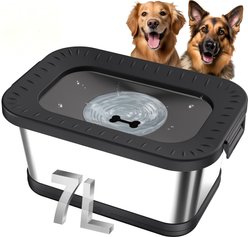 Decflow 7-L Stainless Steel No-Spill Anti-Splash Dog Water Bowl with Anti-Skid Mat, Black