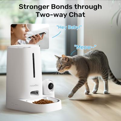 Show full view: FUKUMARU Automatic Stainless Steel Cat Feeder with Rotating Camera & 5G WiFi APP Control, 4-L / 17-cup slide 7 of 9