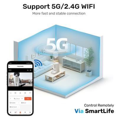 Show full view: FUKUMARU Automatic Stainless Steel Cat Feeder with Rotating Camera & 5G WiFi APP Control, 4-L / 17-cup slide 5 of 9