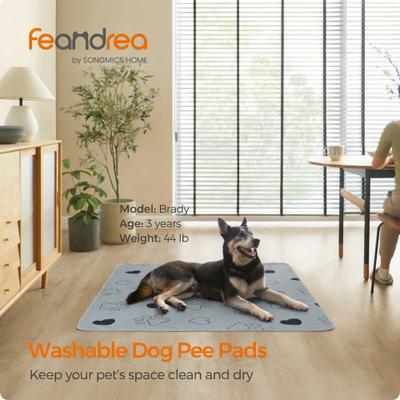 Show full view: FEANDREA Reusable Washable Dog Pee Pads with Super Absorbent, Non-Slip Design & Waterproof, 2 count, Gray, XX-Large: 60 x 48-in slide 2 of 8