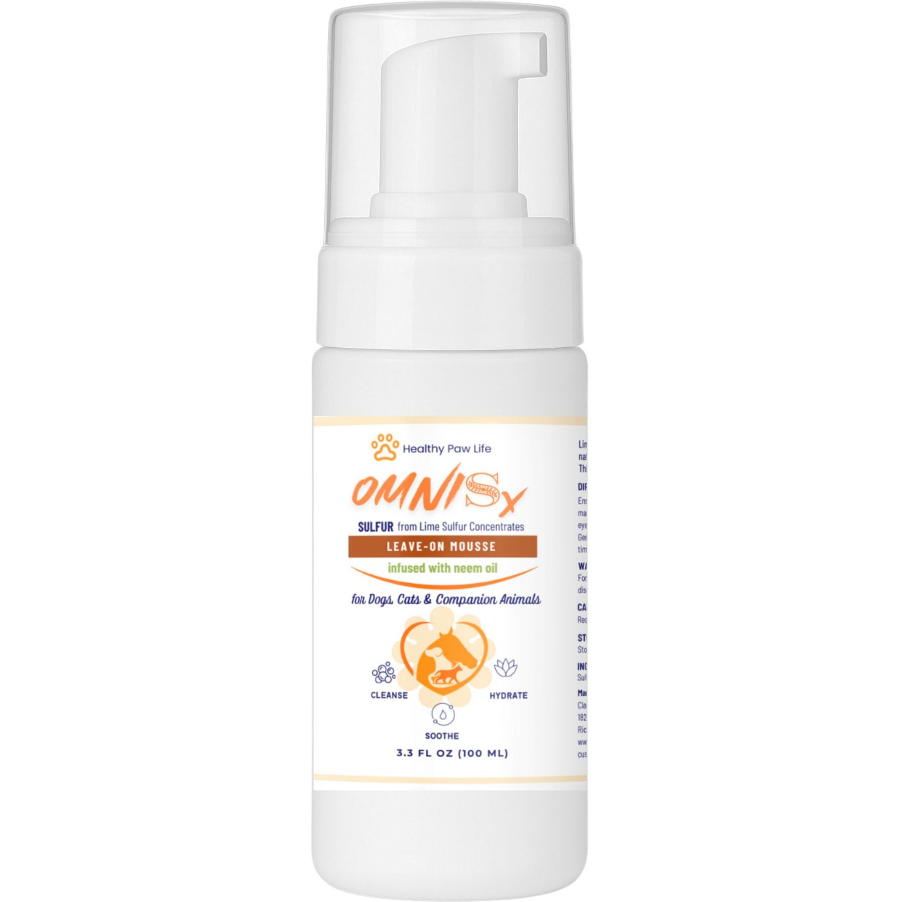Healthy Paw Life OMNISx Leave-On Mousse Sulfur based Veterinary-Strength Liquid Formula for Dogs & Cats, 100-mL bottle