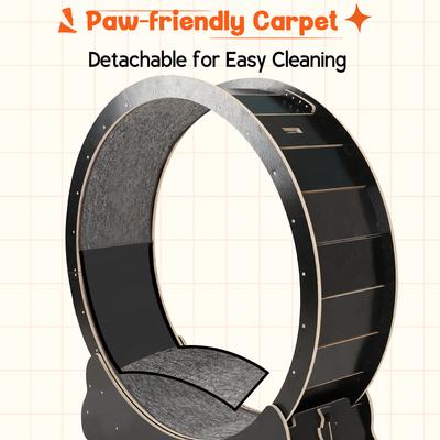 Show full view: YODOLLA 46-in Indoor Cat Exercise Wheel with Detachable Carpeted Runway & Lock, X-Large, Black slide 6 of 8