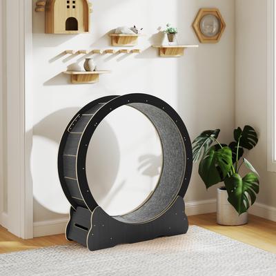Show full view: YODOLLA 46-in Indoor Cat Exercise Wheel with Detachable Carpeted Runway & Lock, X-Large, Black slide 8 of 8