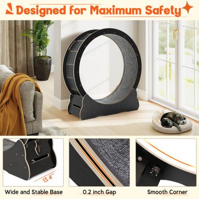 Show full view: YODOLLA 46-in Indoor Cat Exercise Wheel with Detachable Carpeted Runway & Lock, X-Large, Black slide 2 of 8