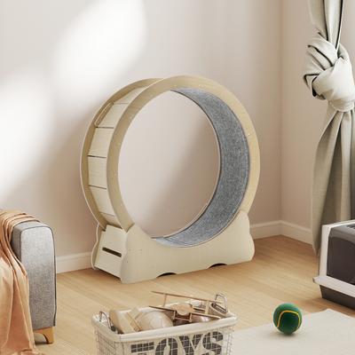 Show full view: YODOLLA 46-in Indoor Cat Exercise Wheel with Detachable Carpeted Runway & Lock, X-Large, Natural slide 7 of 8