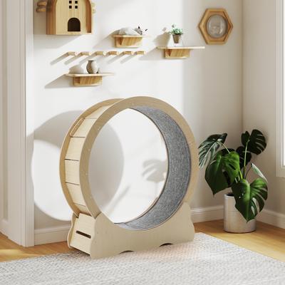 Show full view: YODOLLA 46-in Indoor Cat Exercise Wheel with Detachable Carpeted Runway & Lock, X-Large, Natural slide 8 of 8