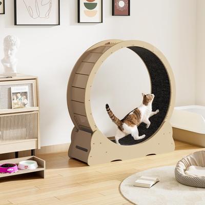 Show full view: YODOLLA 41.3-in Indoor Cat Wheel with Detachable Carpeted Runway, Large, Natural slide 6 of 7