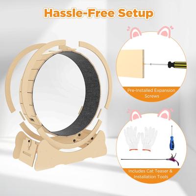 Show full view: YODOLLA 41.3-in Indoor Cat Wheel with Detachable Carpeted Runway, Large, Natural slide 5 of 7