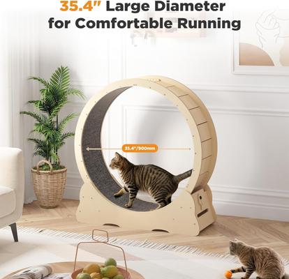 Show full view: YODOLLA 41.3-in Indoor Cat Wheel with Detachable Carpeted Runway, Large, Natural slide 3 of 7