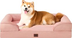 EHEYCIGA Waterproof Memory Foam Orthopedic Furniture Style Sofa Dog Bed with Removable Cover, Dusty Pink, 36 x 27-in