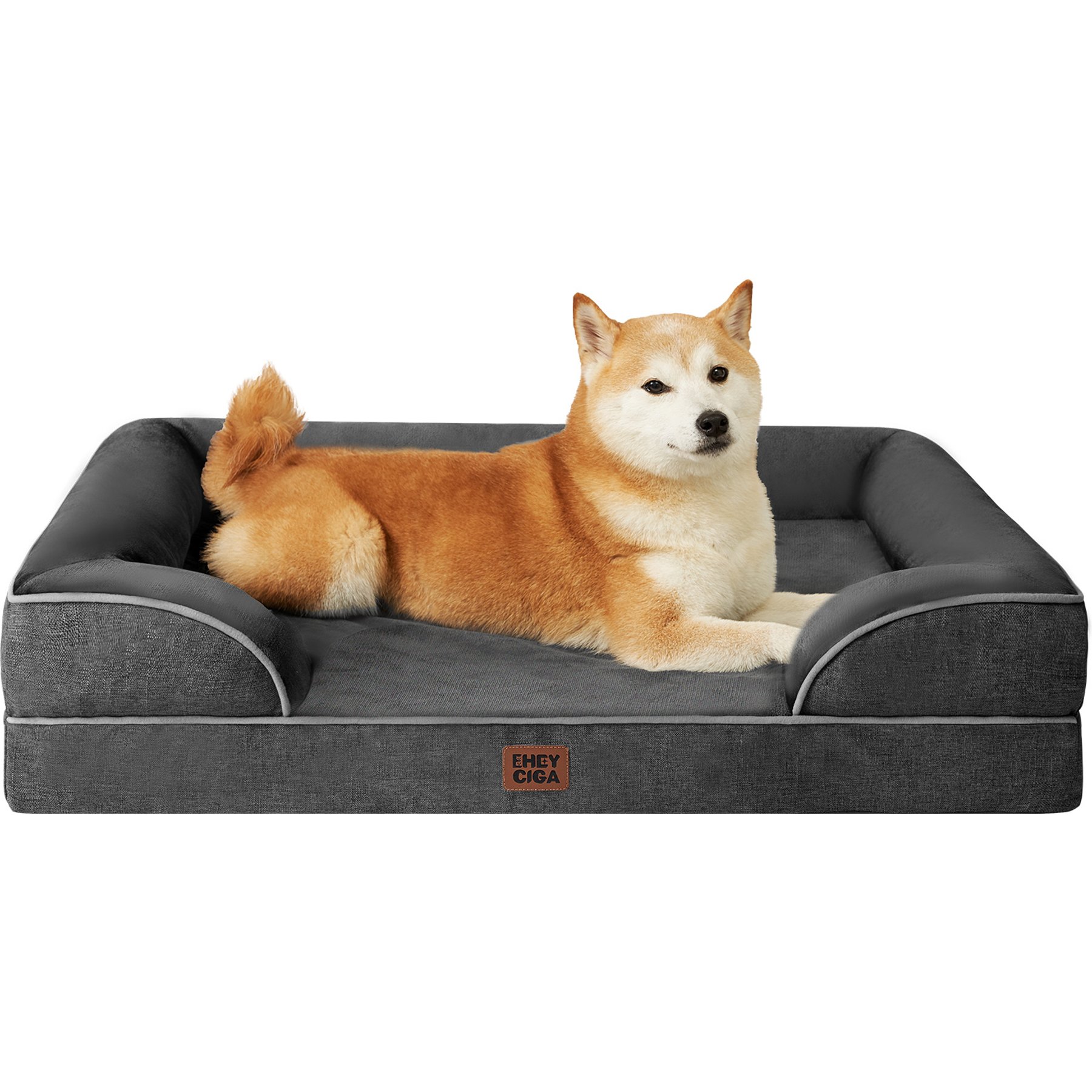 EHEYCIGA Orthopedic Memory Foam Sofa Dog Bed with Washable Removable Cover, 36 x 27-in, Dark Grey