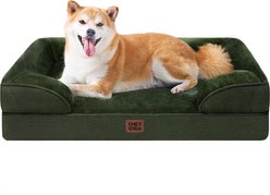 EHEYCIGA Waterproof Memory Foam Orthopedic Furniture Style Sofa Dog Bed with Removable Cover, Dark Green, 36 x 27-in