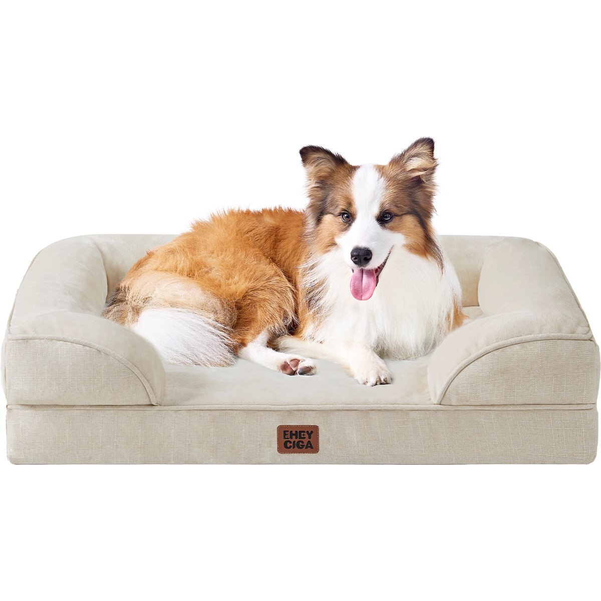EHEYCIGA Orthopedic Memory Foam Sofa Dog Bed with Washable Removable Cover, 41 x 27-in, Beige