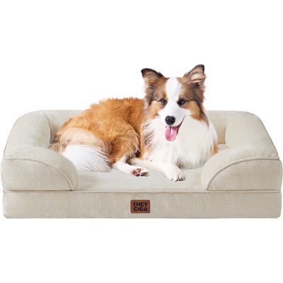 EHEYCIGA EHEYCIGA Orthopedic Memory Foam Sofa Dog Bed with Washable Removable Cover, 41 x 27-in, Beige