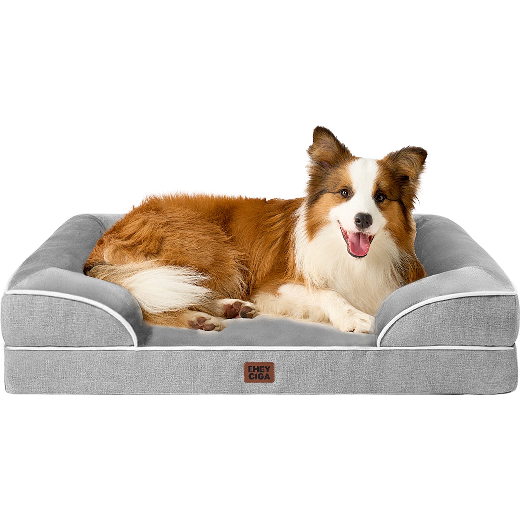 EHEYCIGA Orthopedic Memory Foam Sofa Dog Bed with Washable Removable Cover, 41 x 27-in, Grey