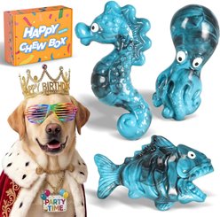 Kseroo ChienBox Aggressive Chewers Bacon Flavor Nylon Tough Chew Dog Toy, 3 count, Blue