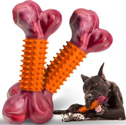 Kseroo Aggressive Chewers Peanut Butter Flavor Nylon & Rubber Tough Chew Dog Toy, Orange, 2 count