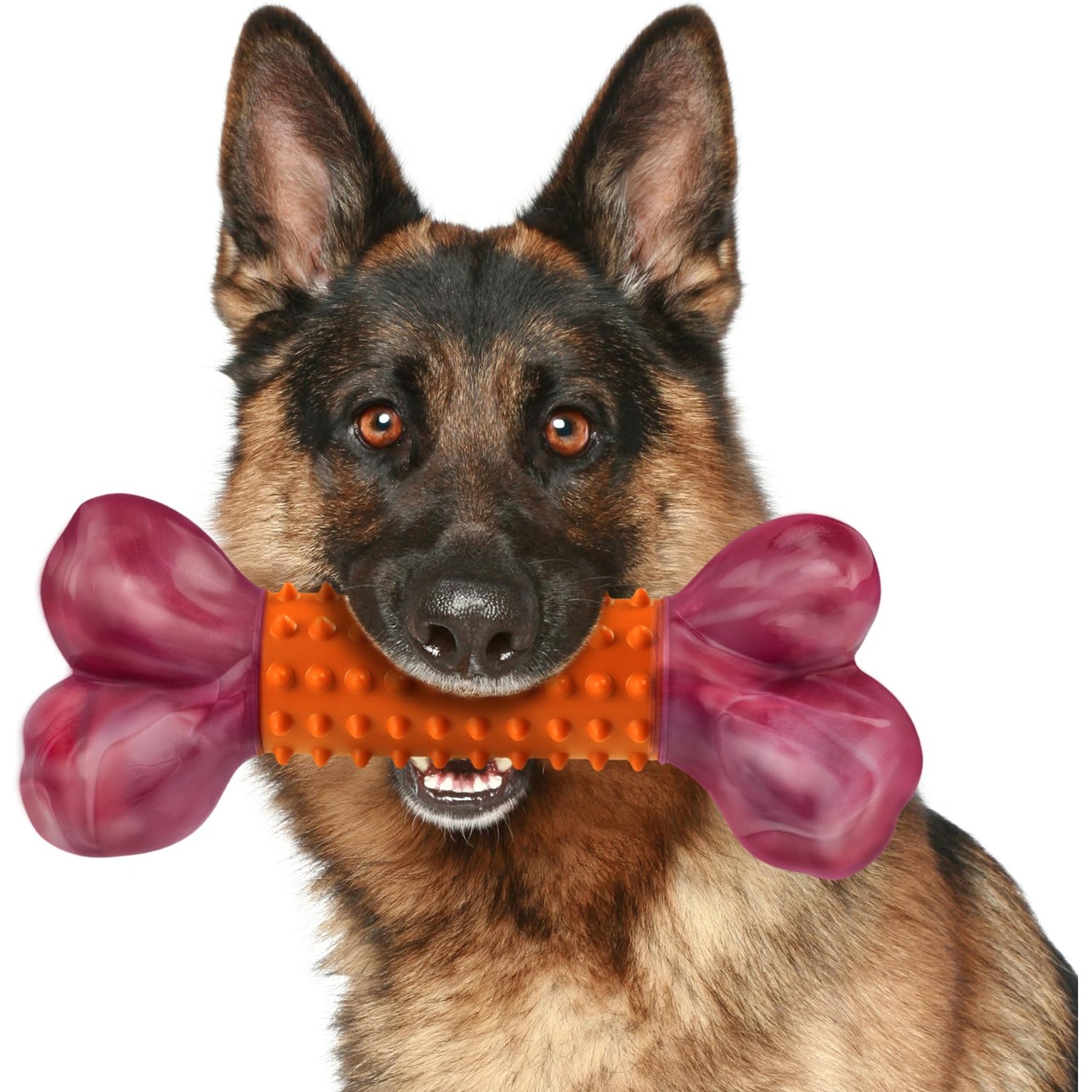 Kseroo Aggressive Chewers Peanut Butter Flavor Nylon & Rubber Tough Chew Dog Toy, Orange, 1 count