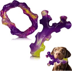 Kseroo Aggressive Chewers Bacon Flavour Nylon Tough Chew Dog Toy, Purple, 2 count