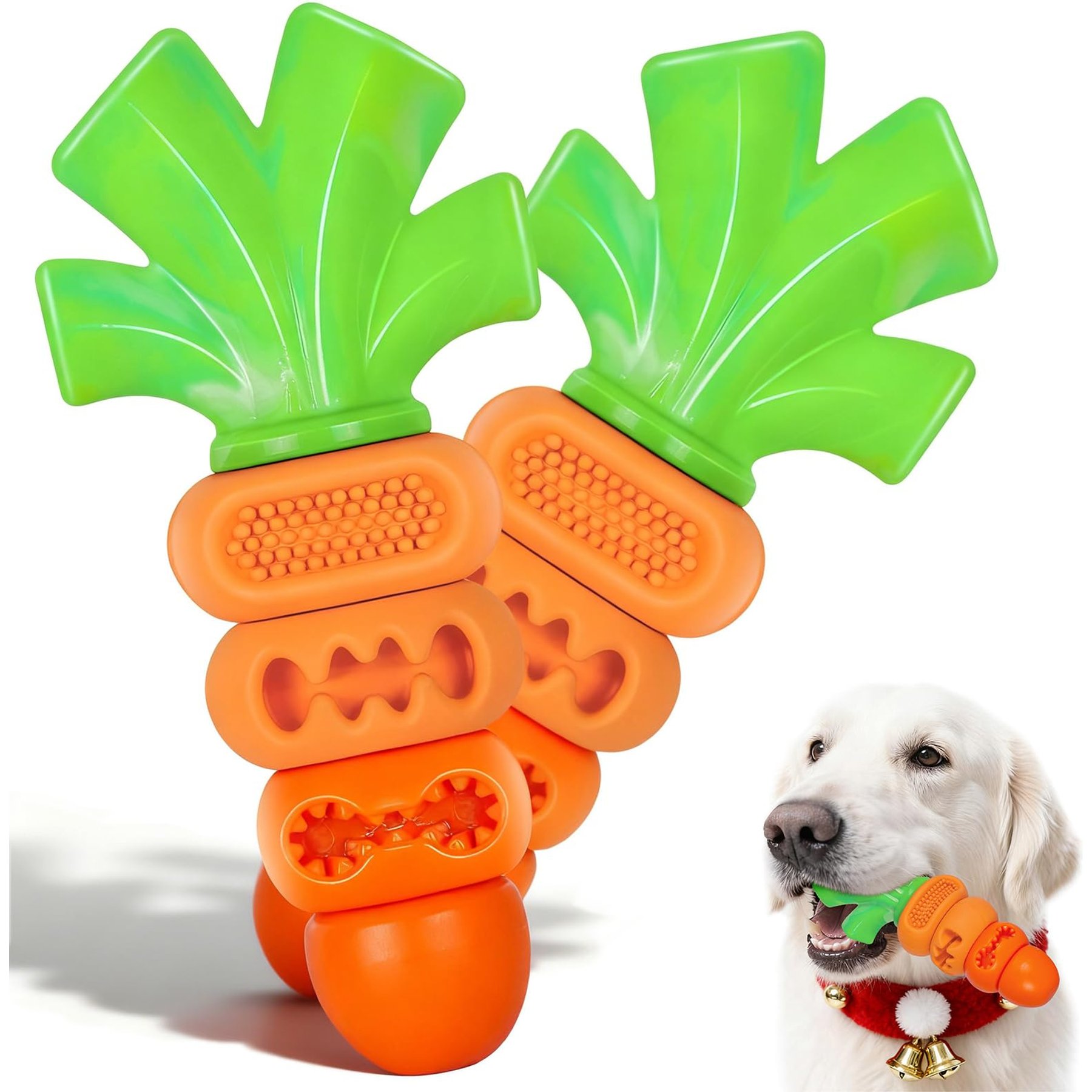 Kseroo Aggressive Chewers Bacon Flavor Nylon & Rubber Tough Chew Dog Toy, Orange, 2 count