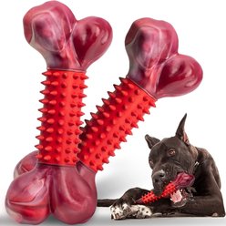 Kseroo Aggressive Chewers Beef Flavor Nylon & Rubber Tough Chew Dog Toy, Red, 2 count