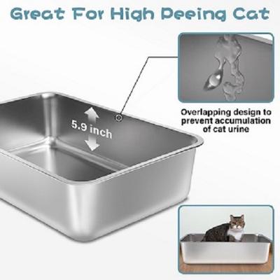 Show full view: FUTAM High Sided Stainless Steel Cat Litter Box, X-Large, 2 count slide 3 of 7