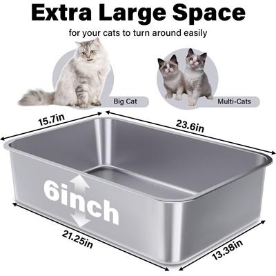 Show full view: FUTAM High Sided Stainless Steel Cat Litter Box, X-Large, 2 count slide 2 of 7