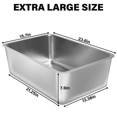Show full view: FUTAM High Sided Stainless Steel & Metal Cat Litter Box, XX-Large, 8-in, 1 count slide 2 of 6