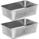 FUTAM High Sided Stainless Steel & Metal Cat Litter Box, XX-Large, 8-in, 2 count