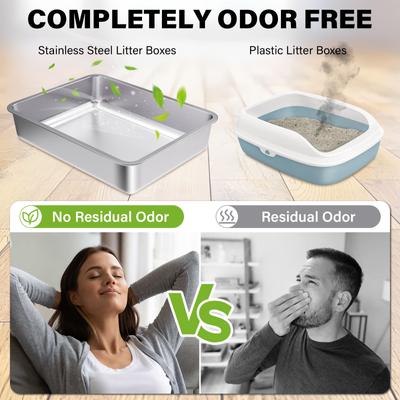 Show full view: FUTAM Stainless Steel & Low Entry Metal Cat Litter Box, Medium, 1 count slide 3 of 6