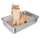 FUTAM Stainless Steel & Low Entry Metal Cat Litter Box, Medium, 1 count
