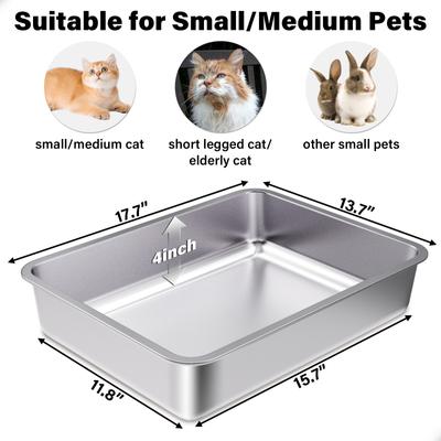 Show full view: FUTAM Stainless Steel & Low Entry Metal Cat Litter Box, Medium, 1 count slide 2 of 6