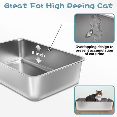 Show full view: FUTAM Stainless Steel & Metal Cat Litter Box, Medium, 2 count slide 3 of 8