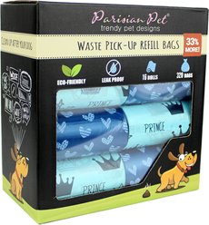 Parisian Pet Prince Hearts Waste Bags Eco-Friendly Leak-Proof Black Poop Bag for Dogs, 16 count