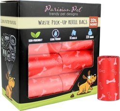 Parisian Pet Bones Waste Bags Eco-Friendly Leak-Proof Black Poop Bag for Dogs, 16 count