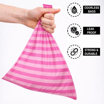 Show full view: Parisian Pet Pink Stripes & Dots Waste Bags Eco-Friendly Leak-Proof Black Poop Bag for Dogs, 16 count slide 4 of 5